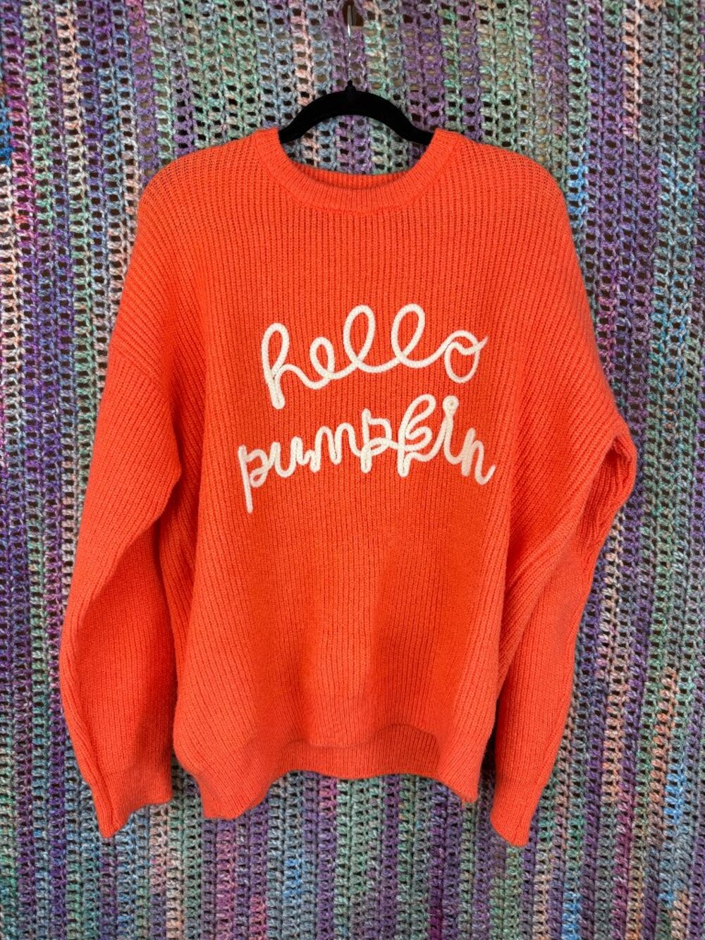 FME Hello Pumpkin Orange Womens Crewneck Sweater (Size XXL)